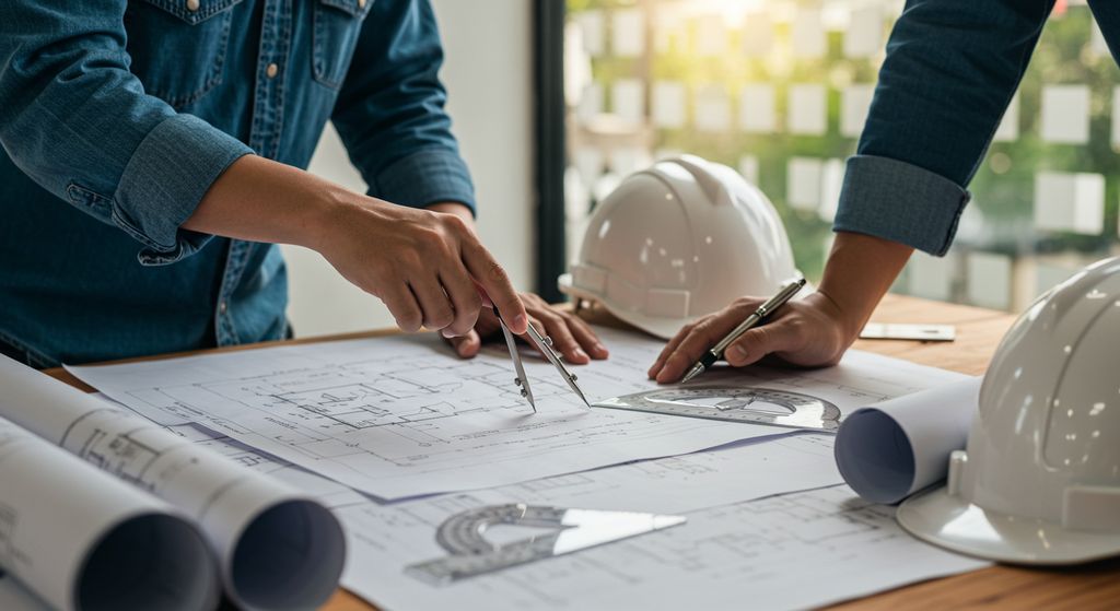 Couple reviewing renovation plans with a contractor at home